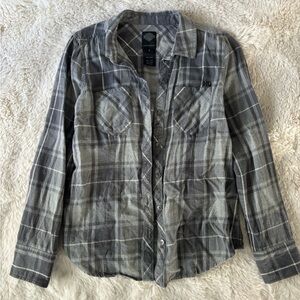 Harley Davidson - Gray Plaid Flannel Button-Up Shirt